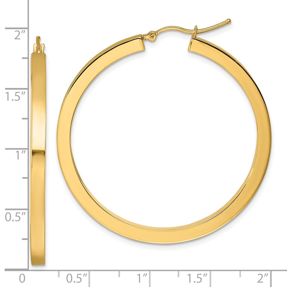 14K Yellow Gold 3mm Polished Square Hoop Earrings