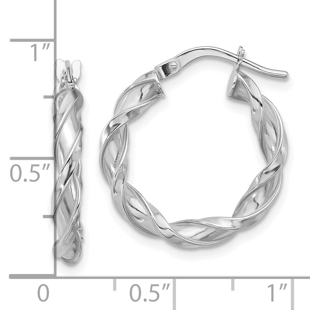 14K White Gold Polished Twisted Hoop Earrings