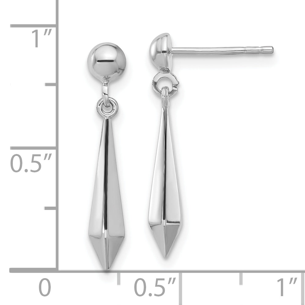 14K White Gold Polished Post Dangle Earrings