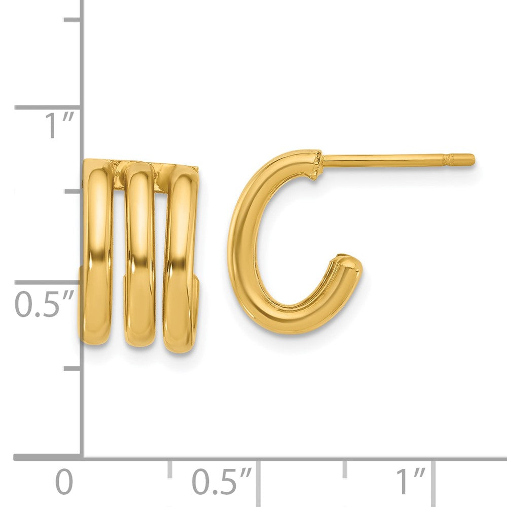 14K Yellow Gold Polished Oval J Hoop Post Earrings