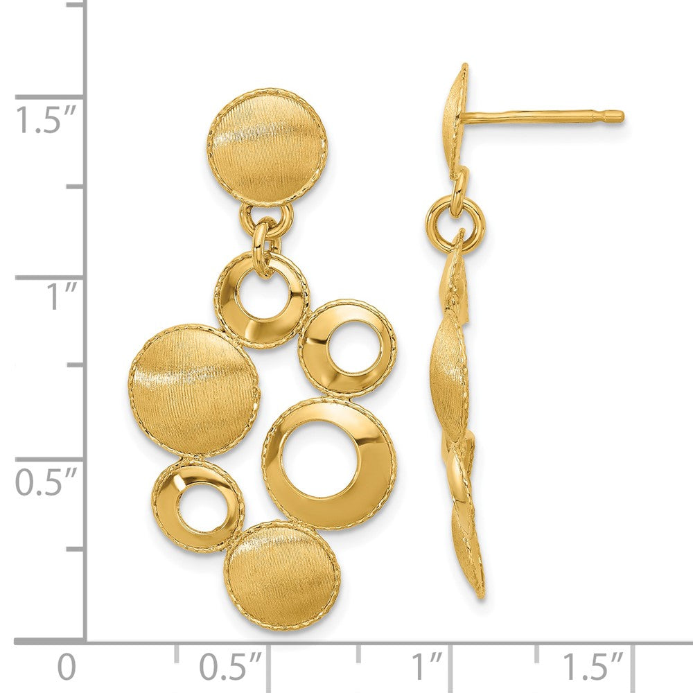 14K Yellow Gold Leslie'S' Polished And Satin Circles Post Dangle Earrings
