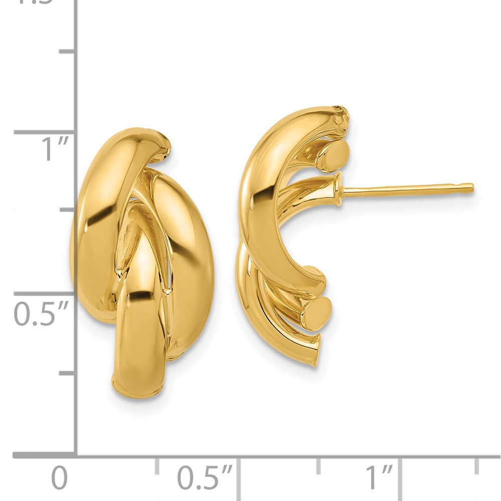 14K Yellow Gold Polished Twisted Post Earrings