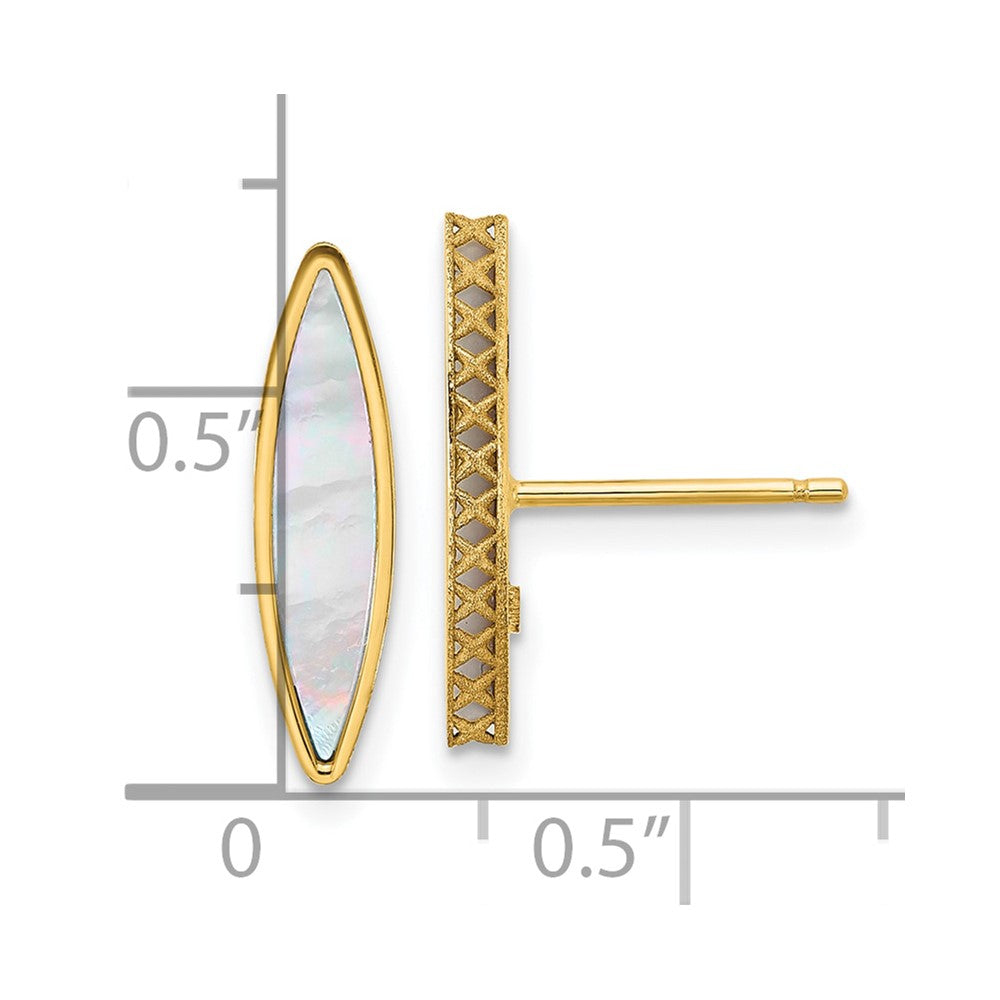 14K Yellow Gold Polished Mother Of Pearl Post Earrings