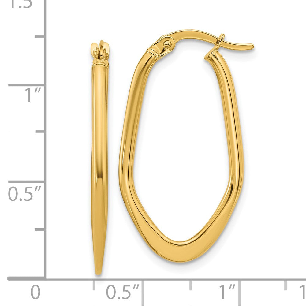 14K Yellow Gold Polished Oval Hoop Earrings