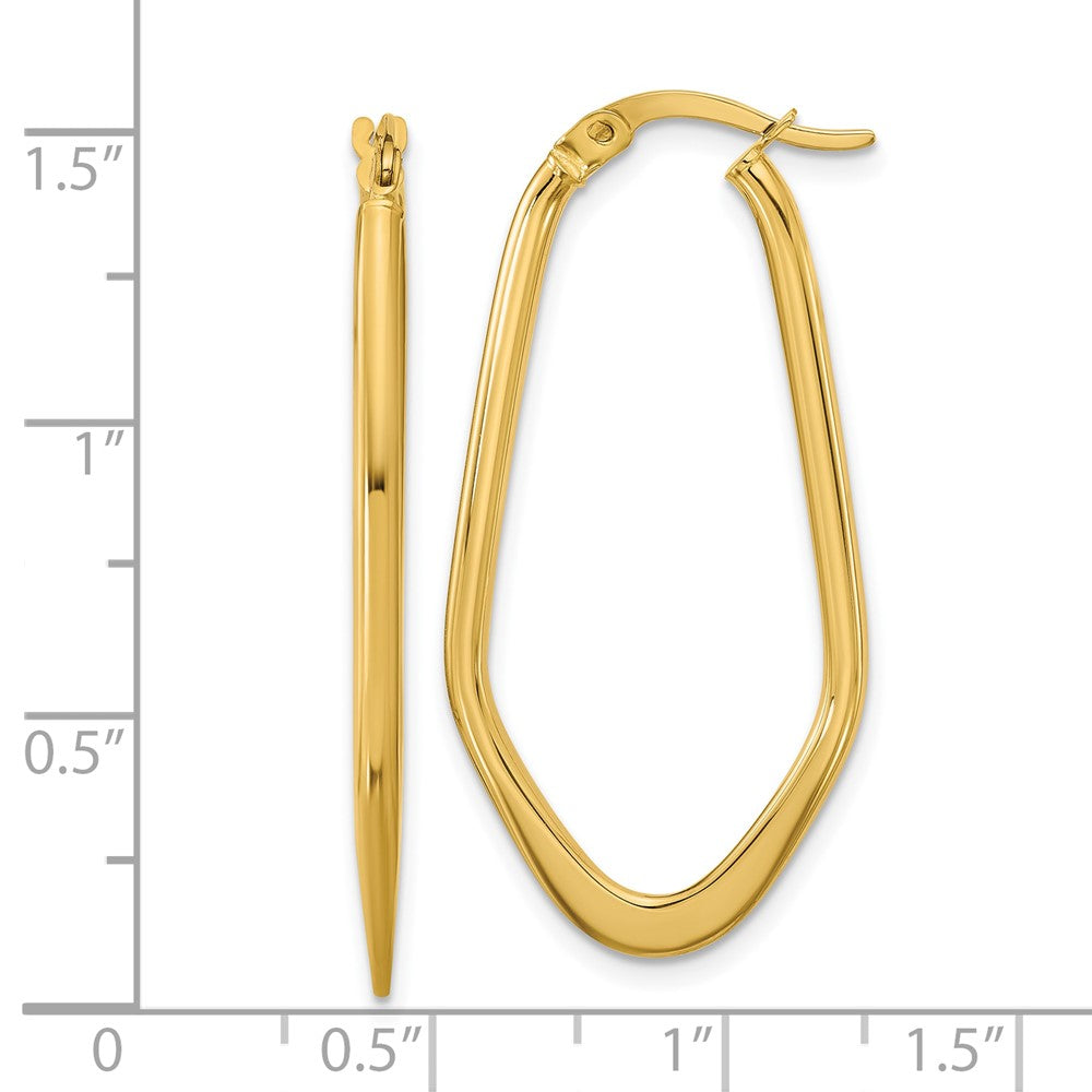 14K Yellow Gold Polished Oval Hoop Earrings