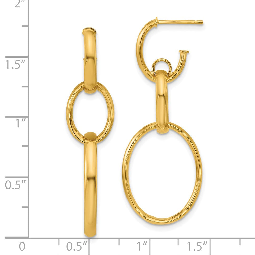 14K Yellow Gold Polished Oval Link Post Earrings
