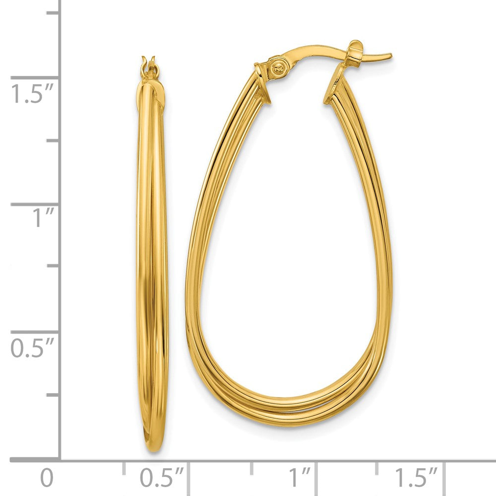 14K Yellow Gold Polished Twist Hoop Earrings