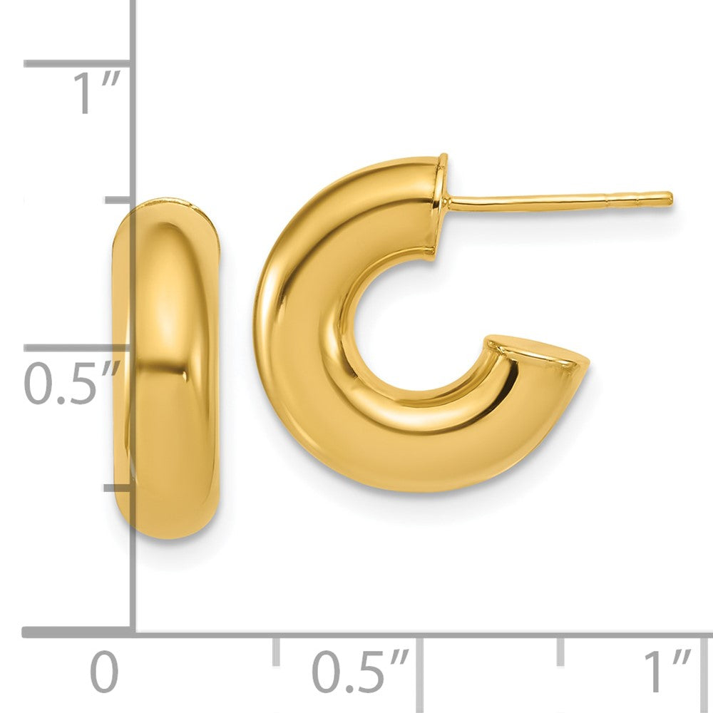 14K Yellow Gold Polished J Hoop Post Earrings