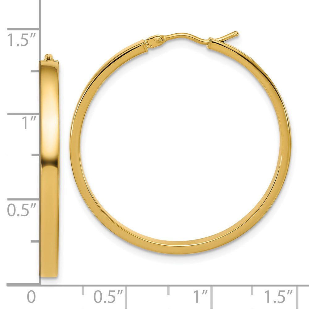 14K Yellow Gold Polished Square Tube Round Hoop Earrings