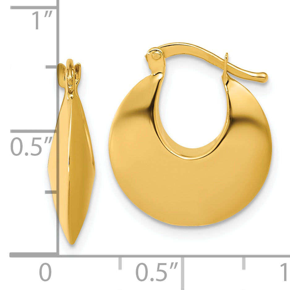 14K Yellow Gold Polished Round Hoop Earrings