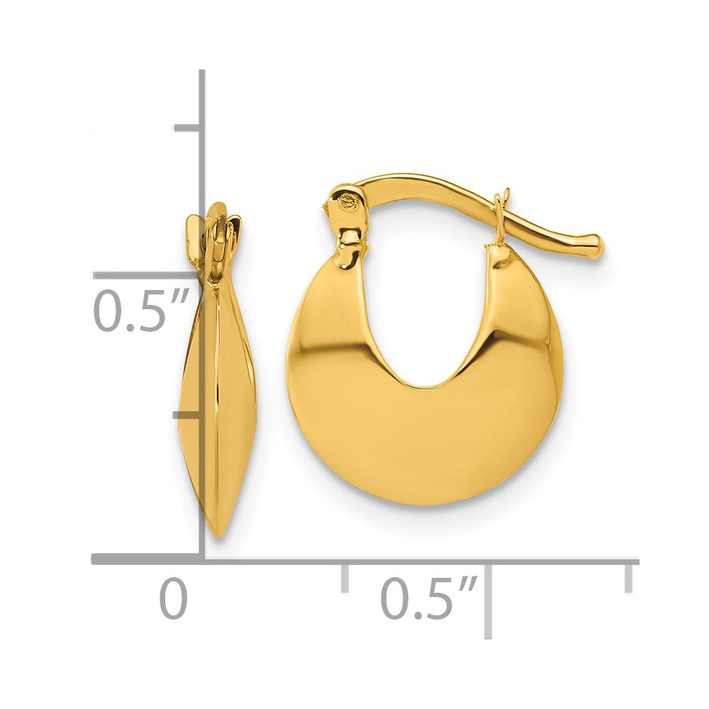 14K Yellow Gold Polished Round Hoop Earrings