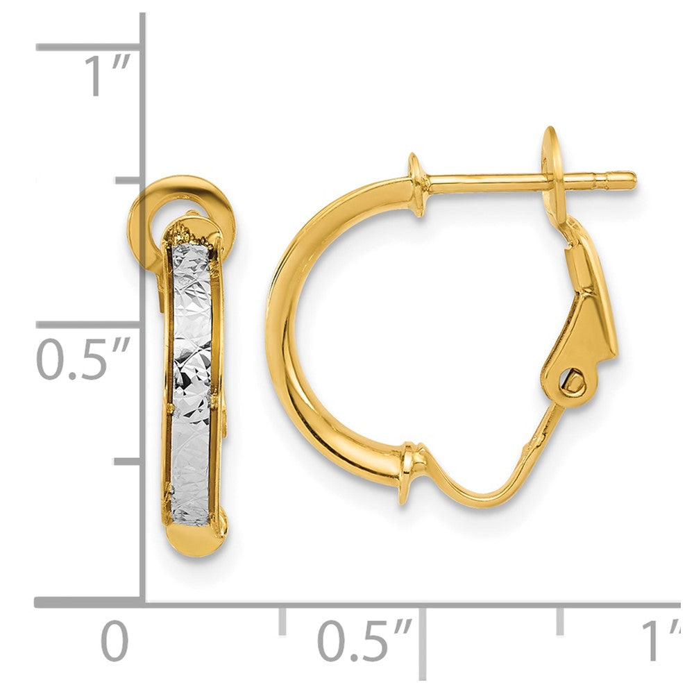 14K Two Tone Polished / Diamond Cut Omega Back Earrings