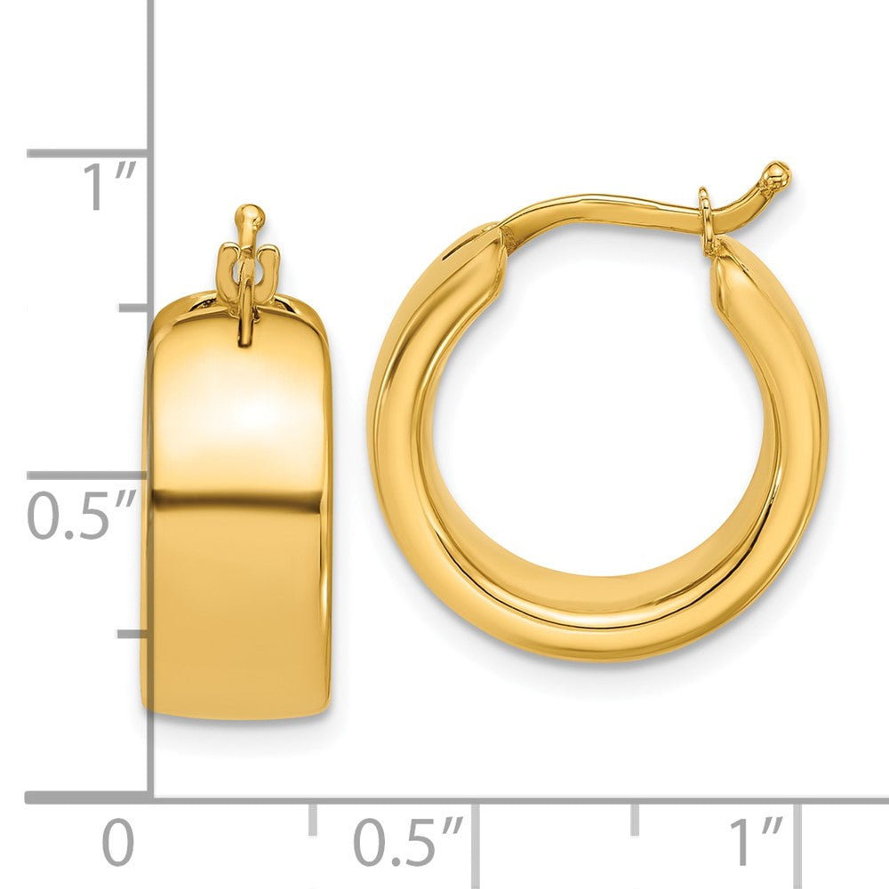 14K Yellow Gold Polished 7.7mm Round Hoop Earrings