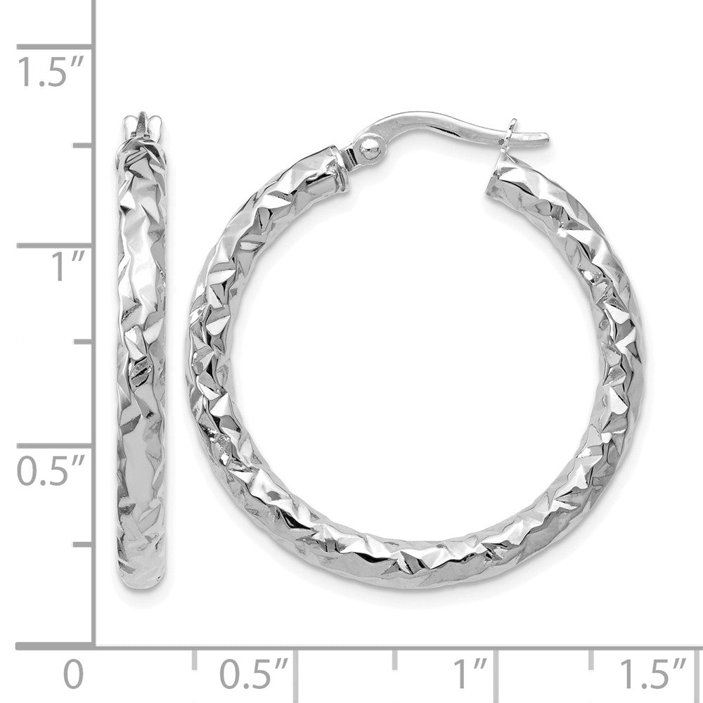 14K White Gold Foreverlite Polished And Textured Earrings