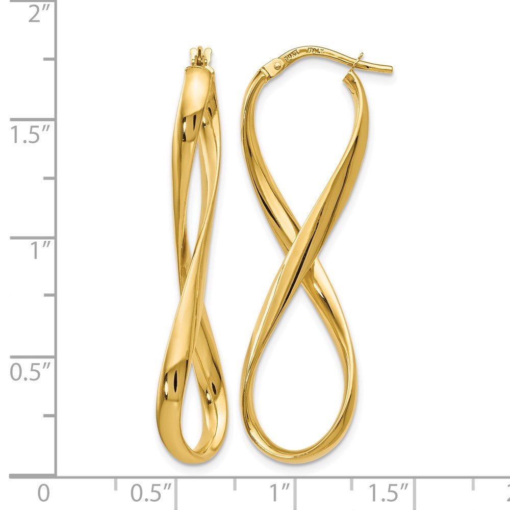 14K Yellow Gold Polished Infinity Hoop Earrings