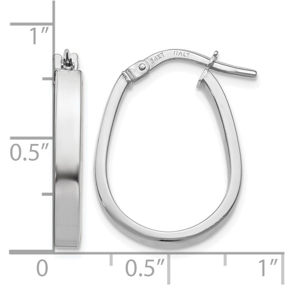 14K White Gold Polished U Shape Hoop Earrings