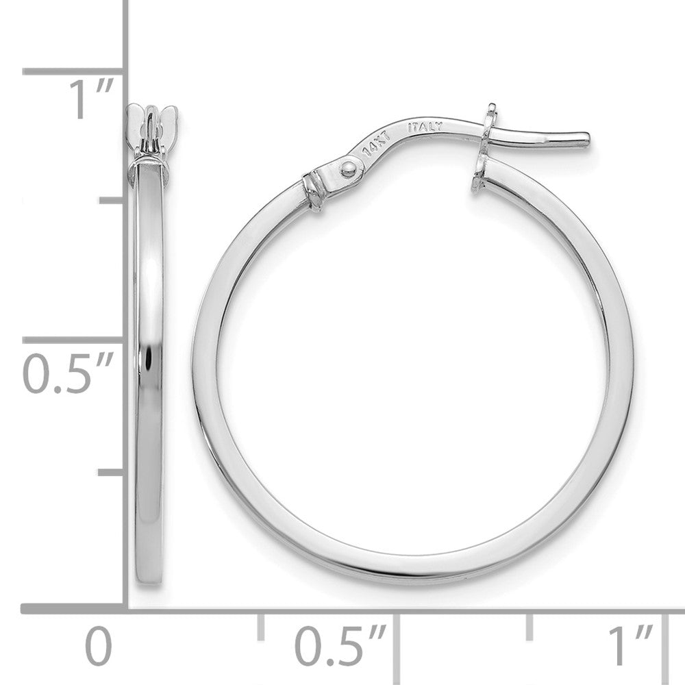 14K White Gold Polished Hoop Earrings