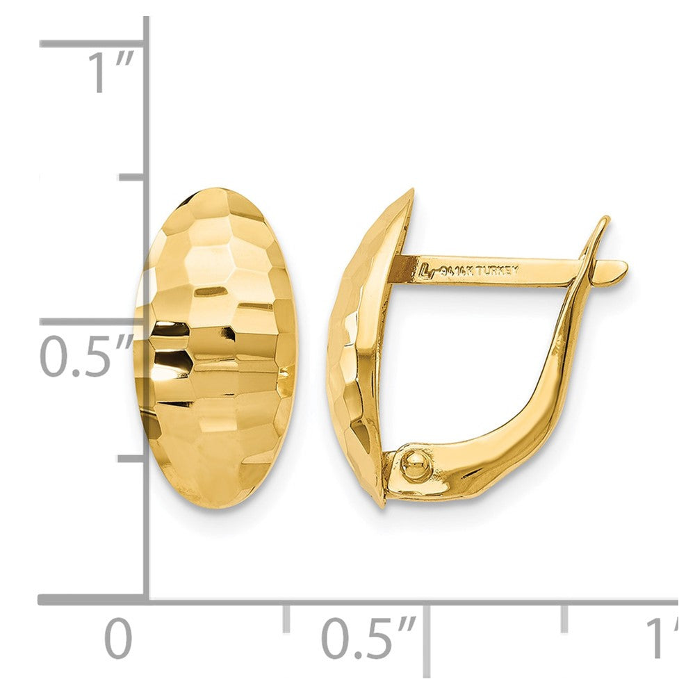 14K Yellow Gold Polished And Hammered Hinged Post Earrings