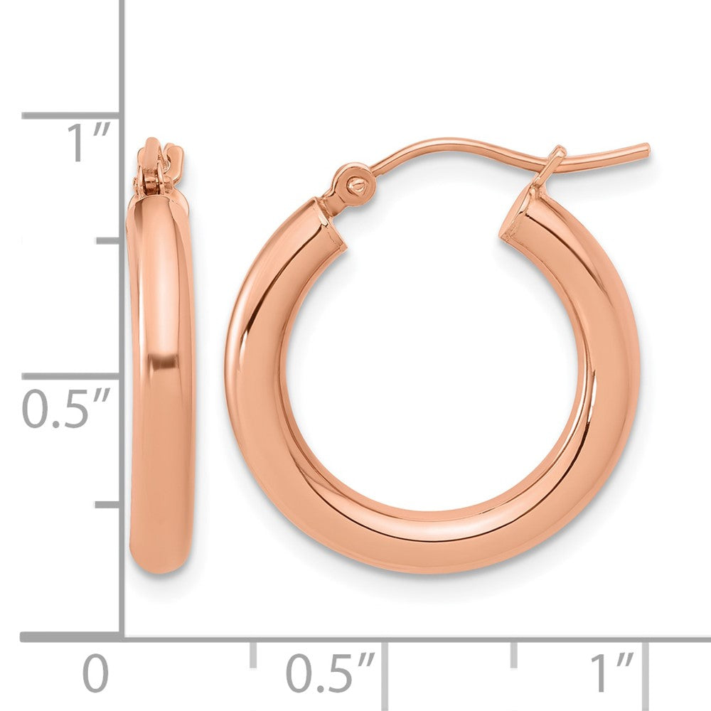 14K Rose Gold 3mm Polished Hoop Earrings