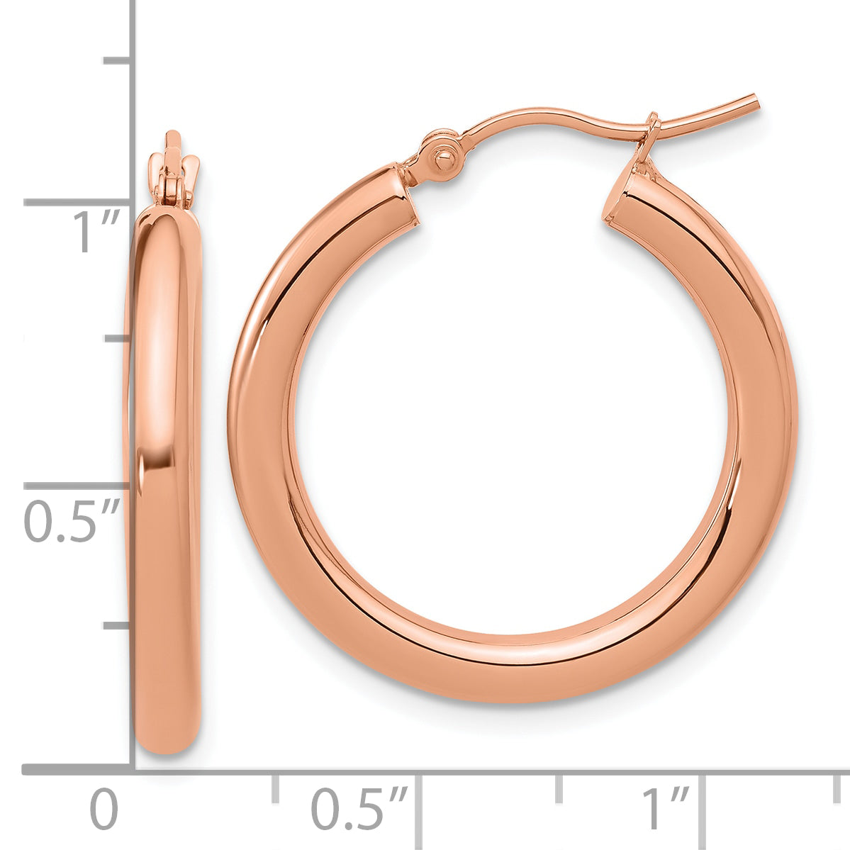14K Rose Gold 3mm Polished Hoop Earrings