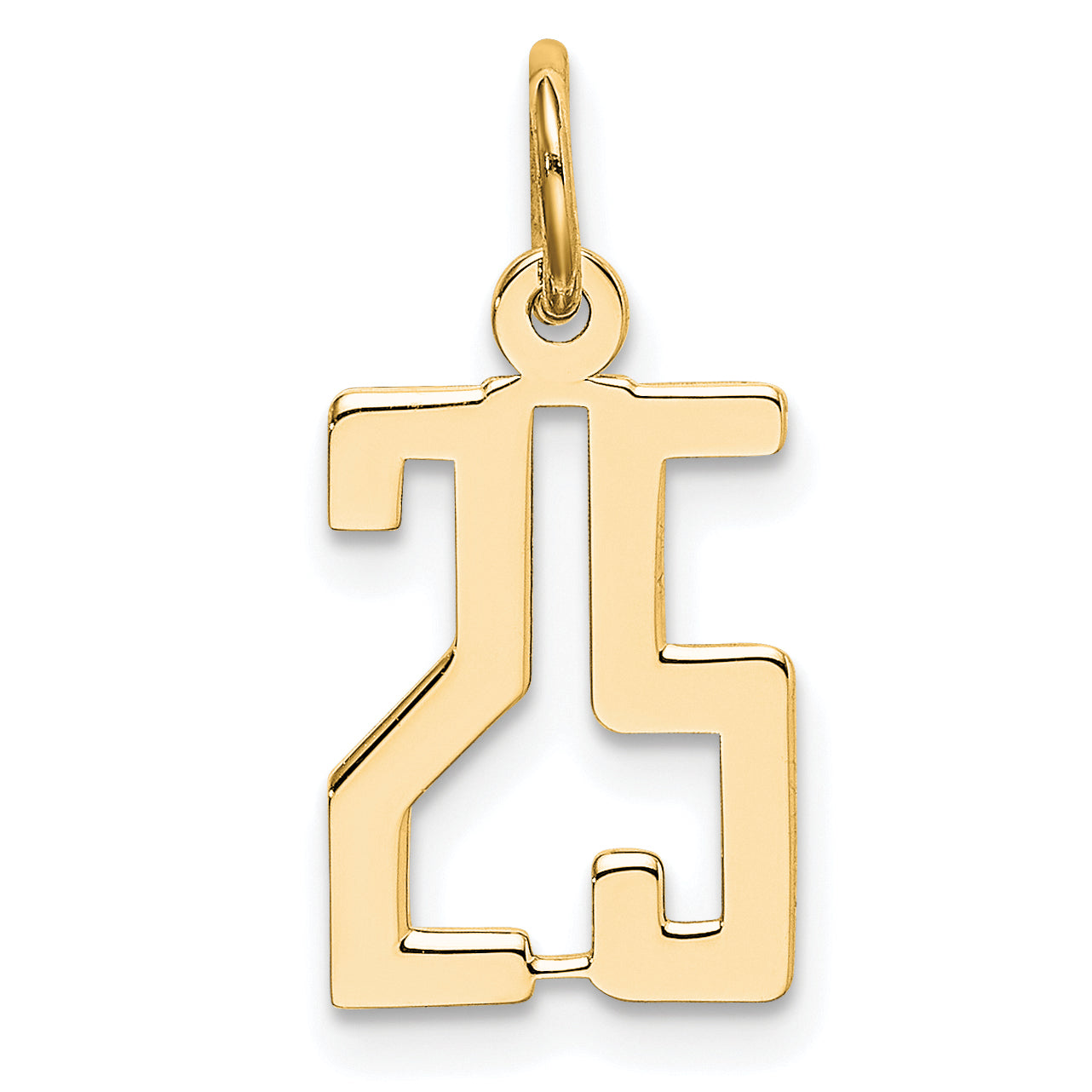 14K Yellow Gold Small Elongated Number 25 Charm