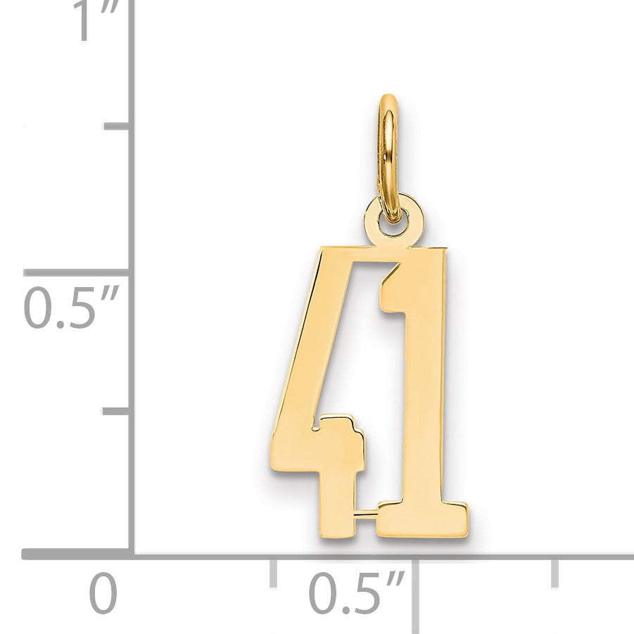 14K Yellow Gold Small Elongated Number 41 Charm