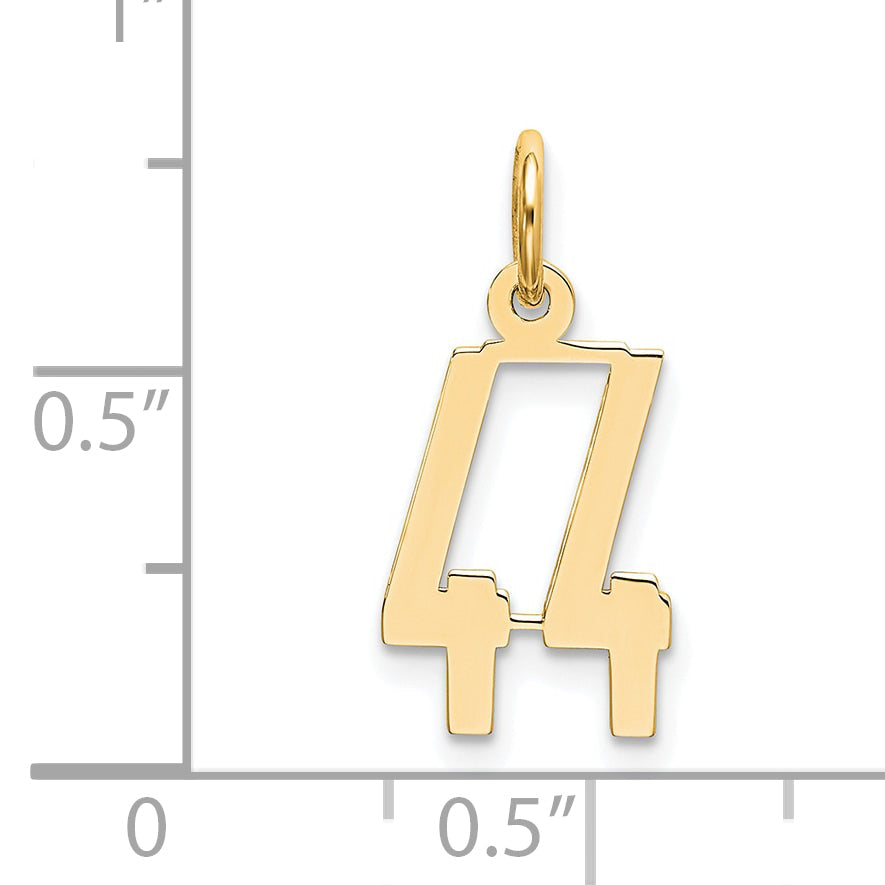 14K Yellow Gold Small Elongated Number 44 Charm