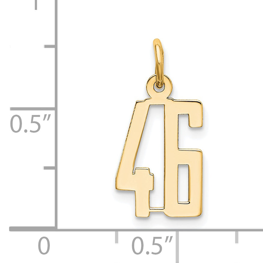 14K Yellow Gold Small Elongated Number 46 Charm