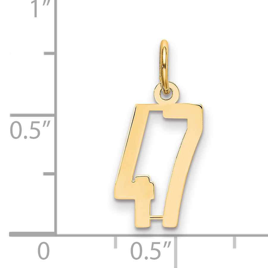 14K Yellow Gold Small Elongated Number 47 Charm