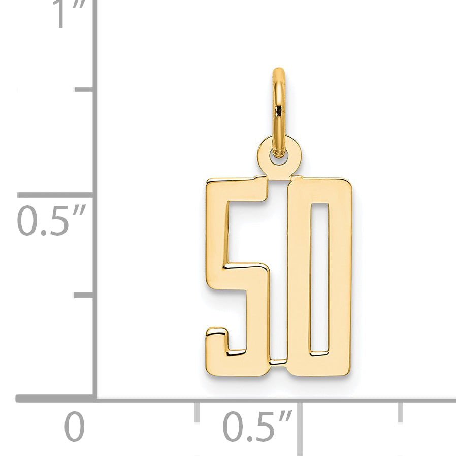 14K Yellow Gold Small Elongated Number 50 Charm