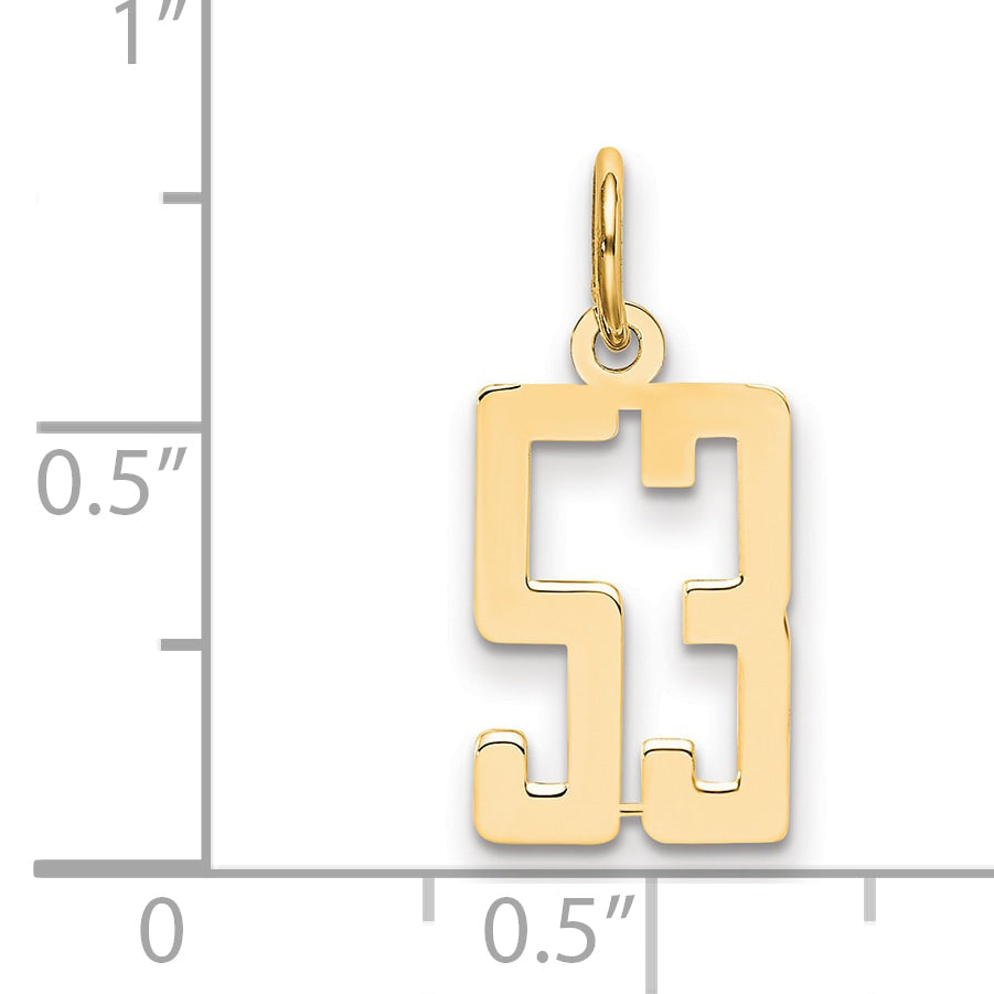 14K Yellow Gold Small Elongated Number 53 Charm