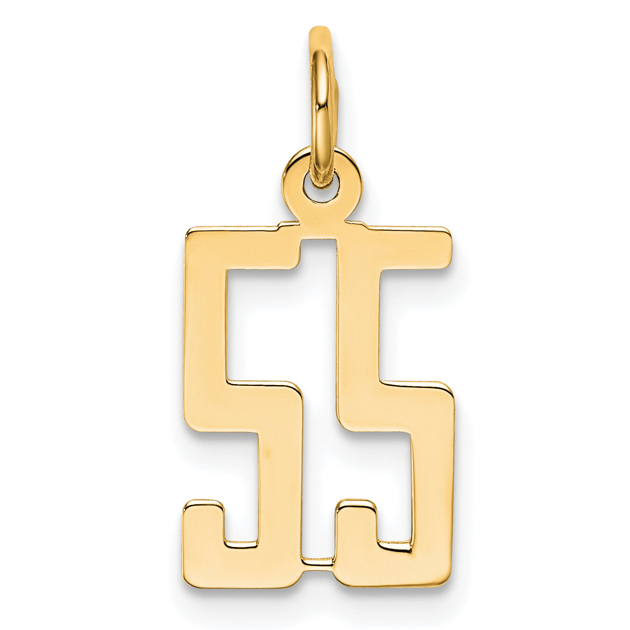 14K Yellow Gold Small Elongated Number 55 Charm