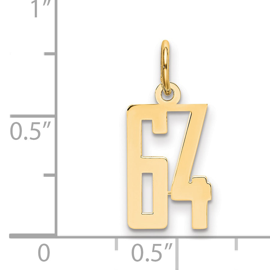 14K Yellow Gold Small Elongated Number 64 Charm