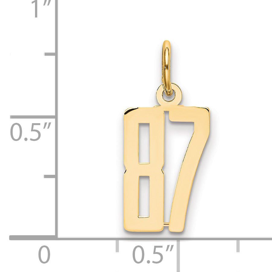 14K Yellow Gold Small Elongated Number 87 Charm