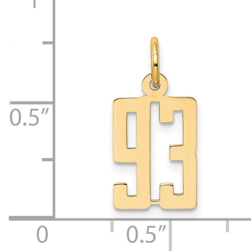 14K Yellow Gold Small Elongated Number 93 Charm