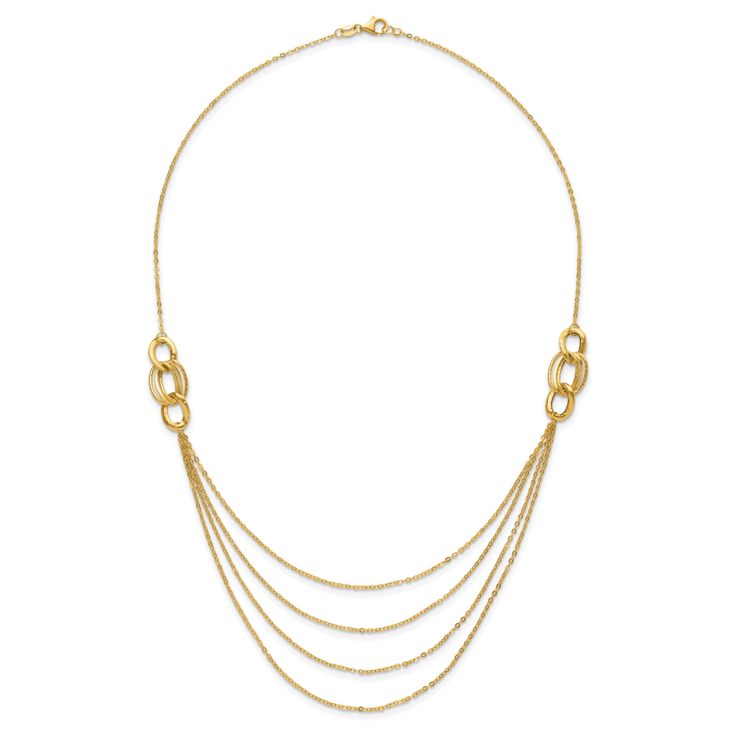 14K Yellow Gold Four Layer Rope Chain Necklace