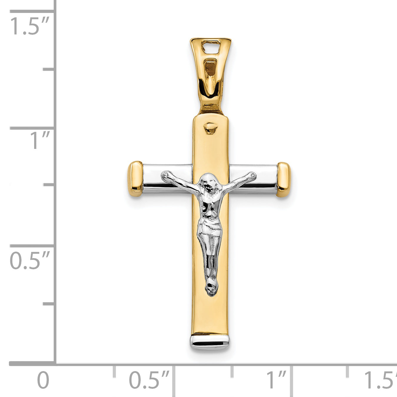 14K Two Tone Polished Crucifix Pendant