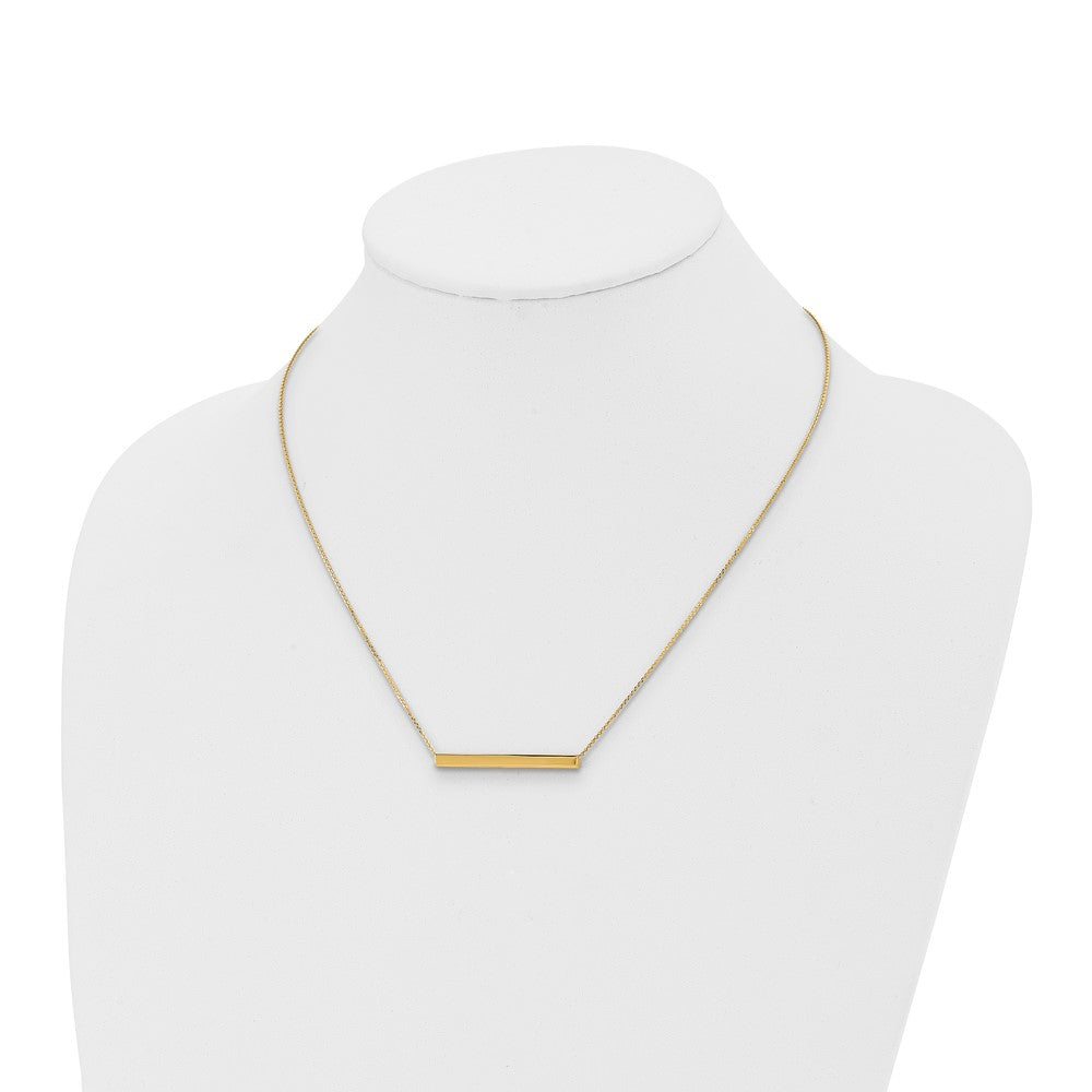 14K Yellow Gold Polished With 1In Ext. Bar Necklace