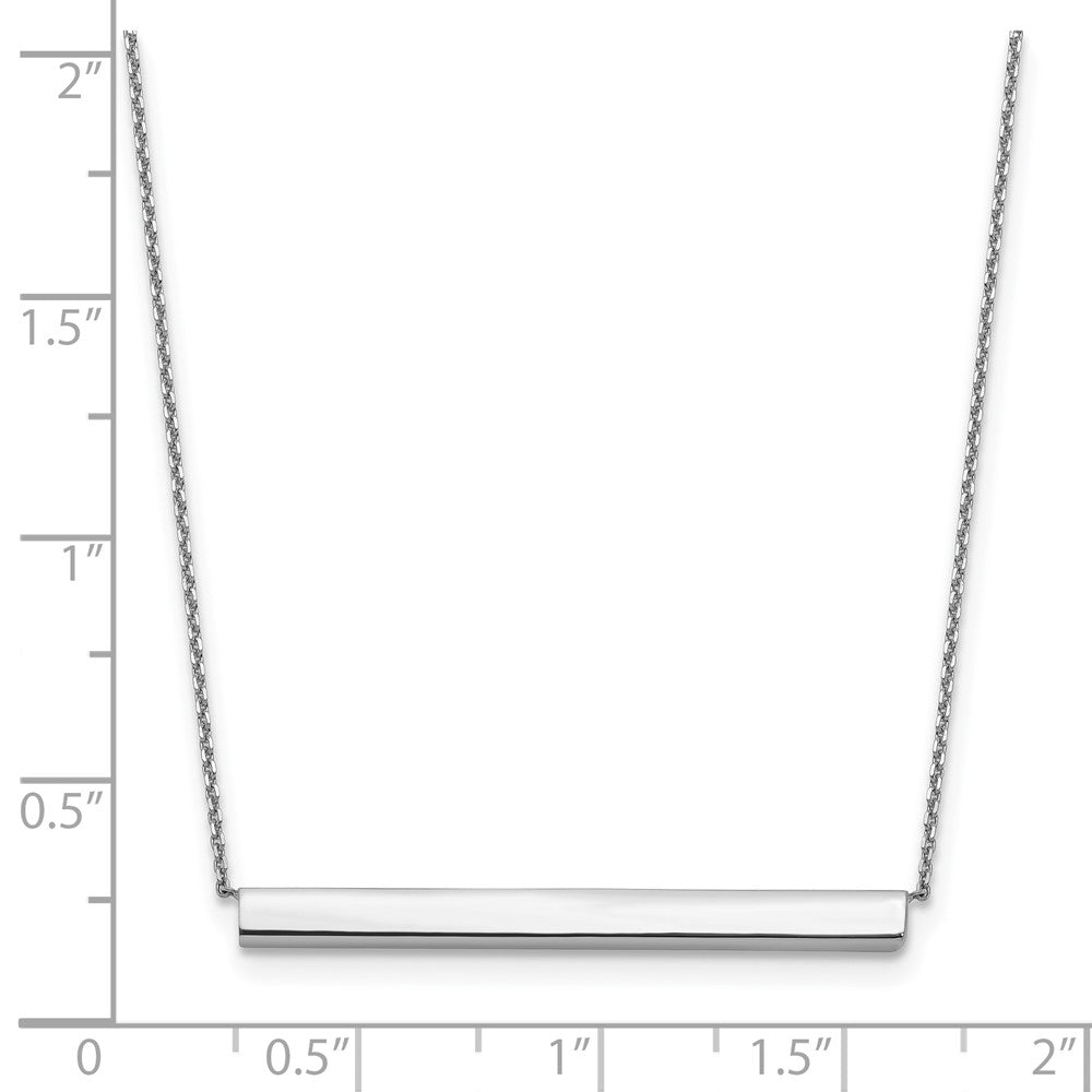 14K White Gold Polished With 1In Ext. Bar Necklace