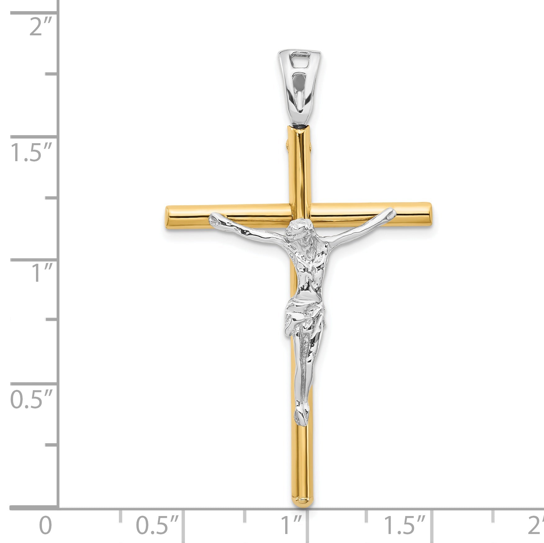 14K Two Tone Crucifix Pendant
