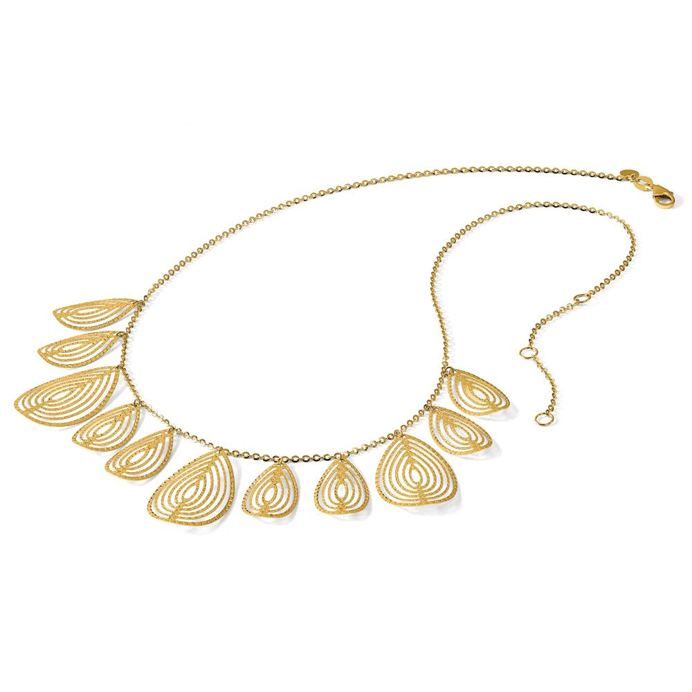 14K Yellow Gold Polished D/C W/ 2In Ext. Necklace