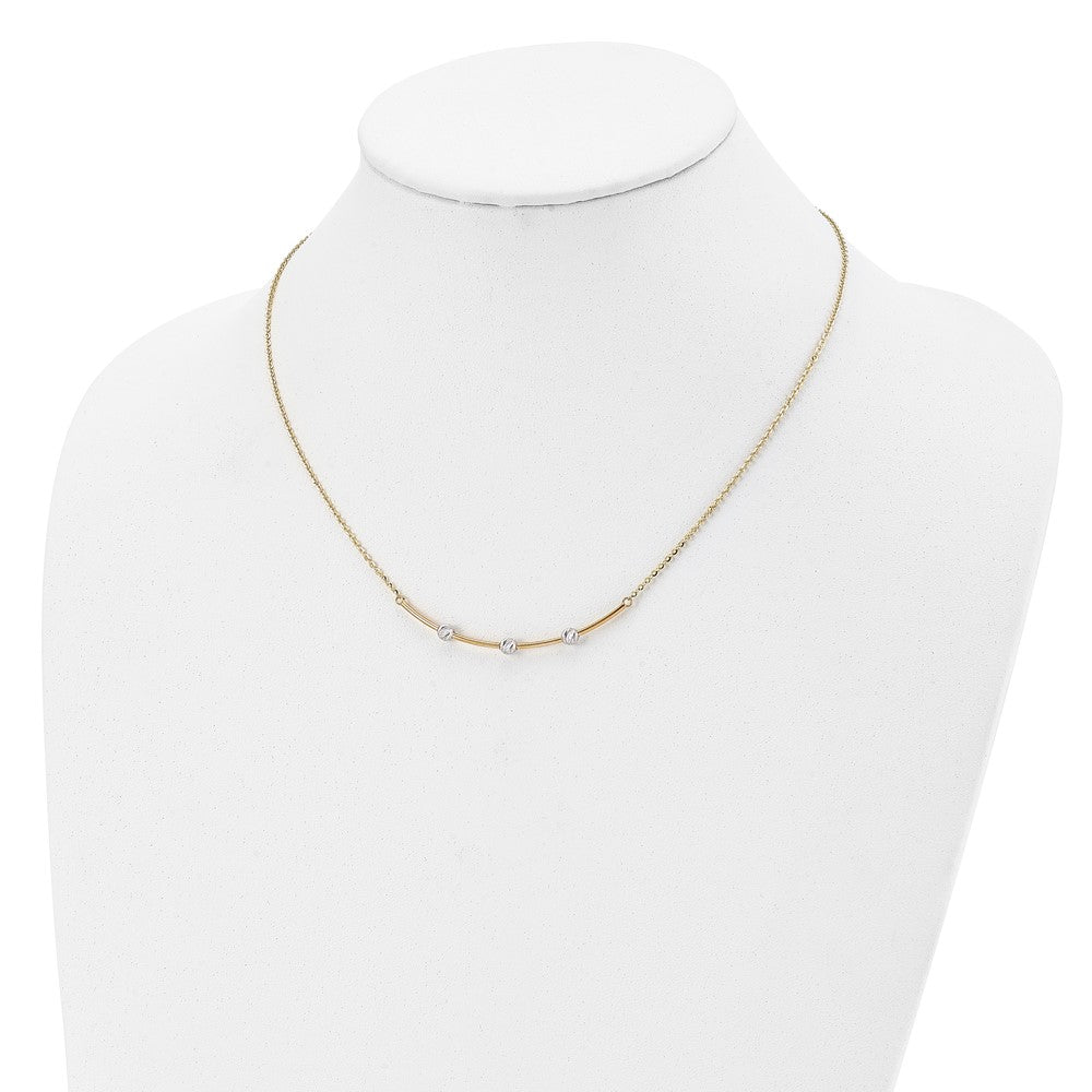 14K Two Tone D/C Bar Necklace