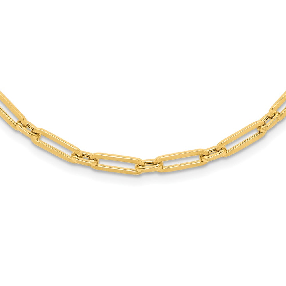 14K Yellow Gold Polished Flat Oval Link Necklace
