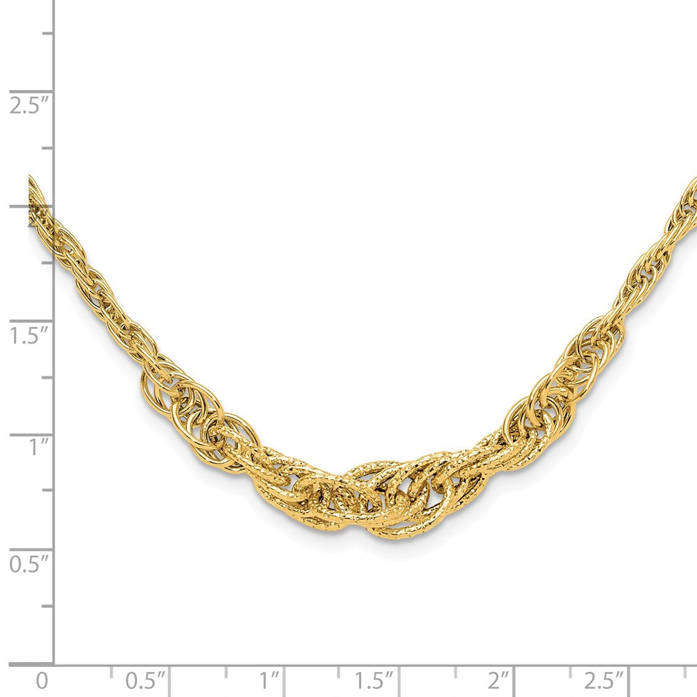 14K Yellow Gold Polished Textured Fancy Link Necklace