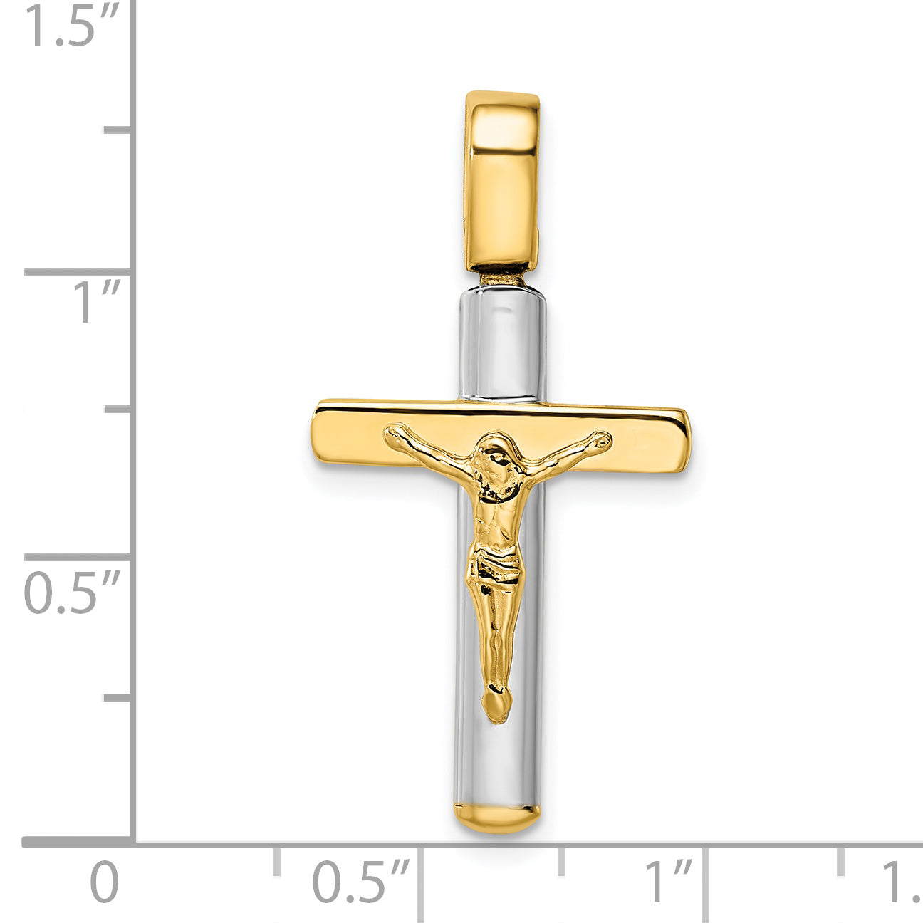 14K Two Tone Crucifix Pendant