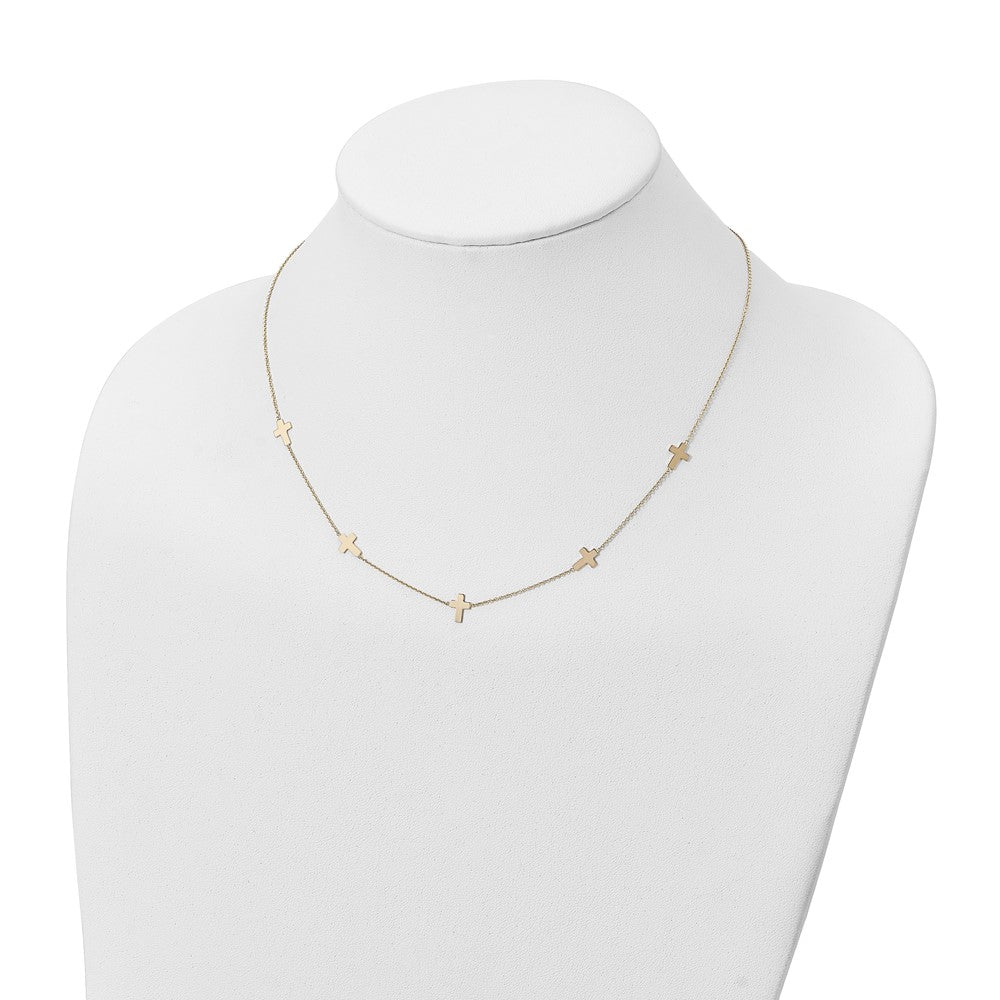 14K Yellow Gold Polished Cross Necklace