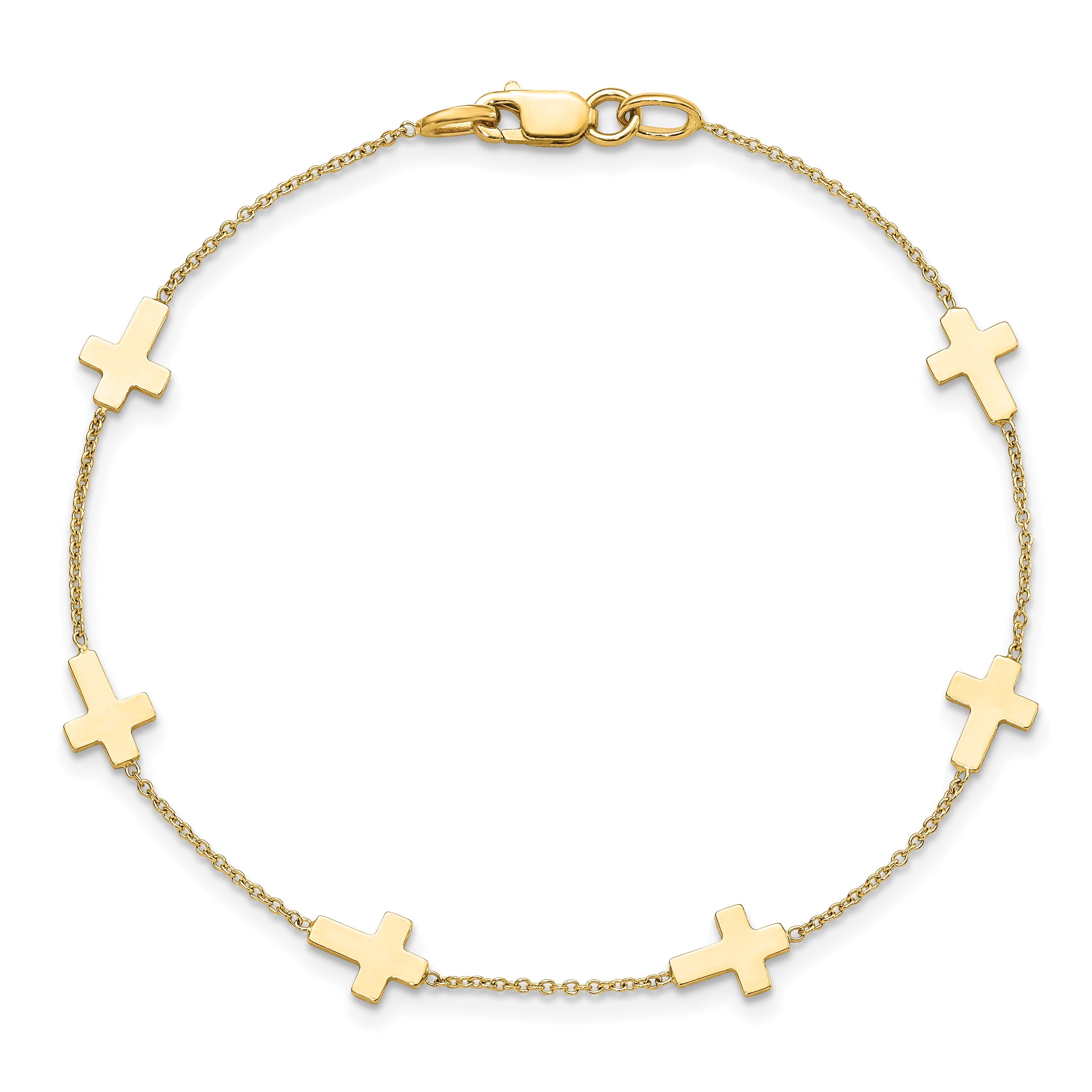 14K Yellow Gold Polished Cross Bracelet