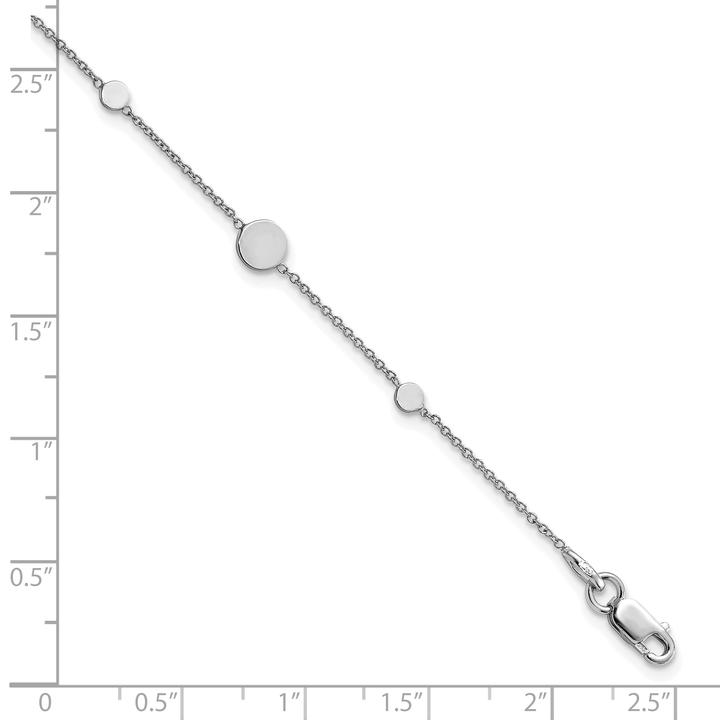 14K White Gold Polished Disc Bracelet