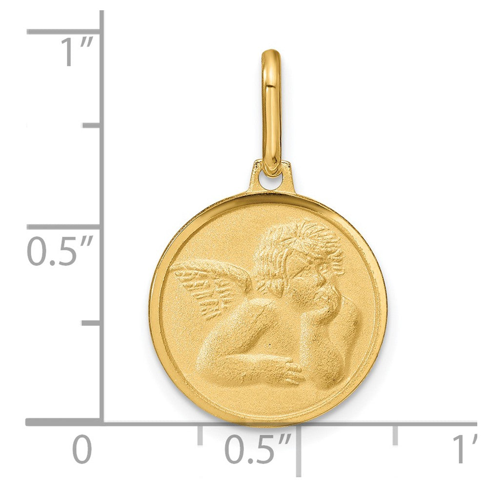 14K Yellow Gold Polished And Matte Angel Pendant
