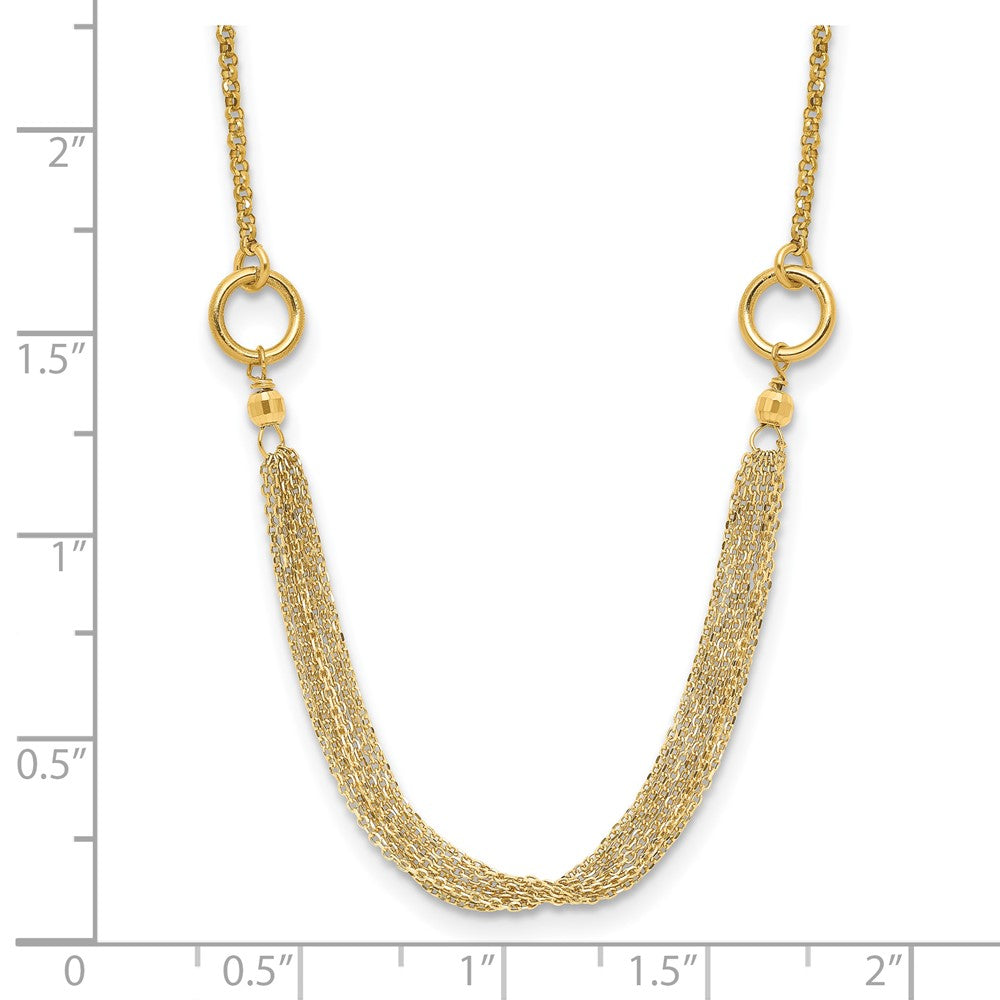 14K Yellow Gold Diamond Cut Multi Strand Accent With 1In. Ext. Necklace